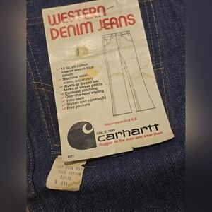 Vintage Carhartt Dark Wash Denim High Waist Flare Straight Leg Western Wear